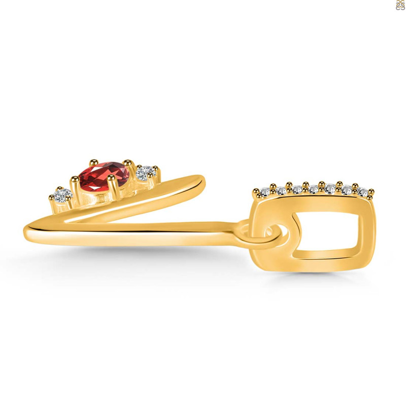 Garnet & White Topaz Alphabet V Pendant GAR-RDA-48.