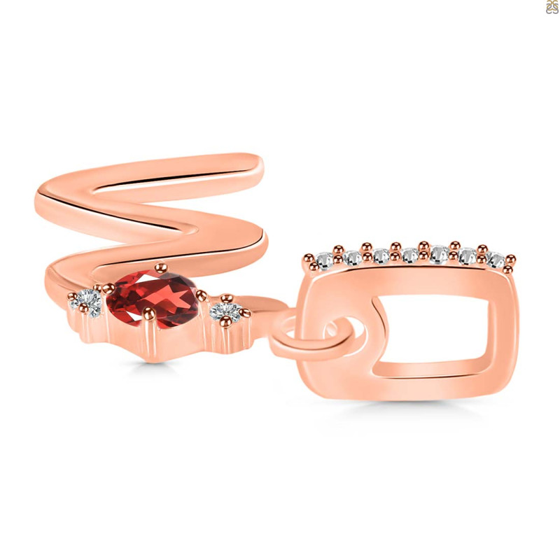 Garnet & White Topaz Alphabet W Pendant GAR-RDA-49.