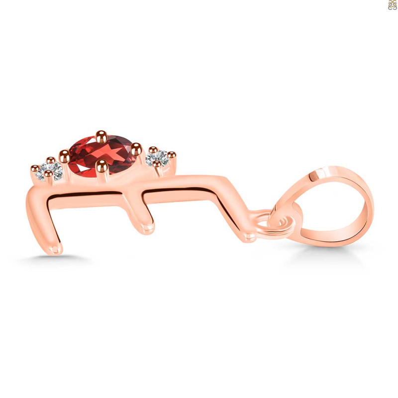 Garnet & White Topaz Alphabet E Pendant GAR-RDA-5.