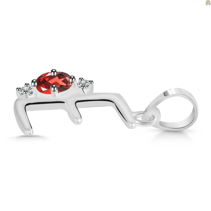 Garnet & White Topaz Alphabet E Pendant
