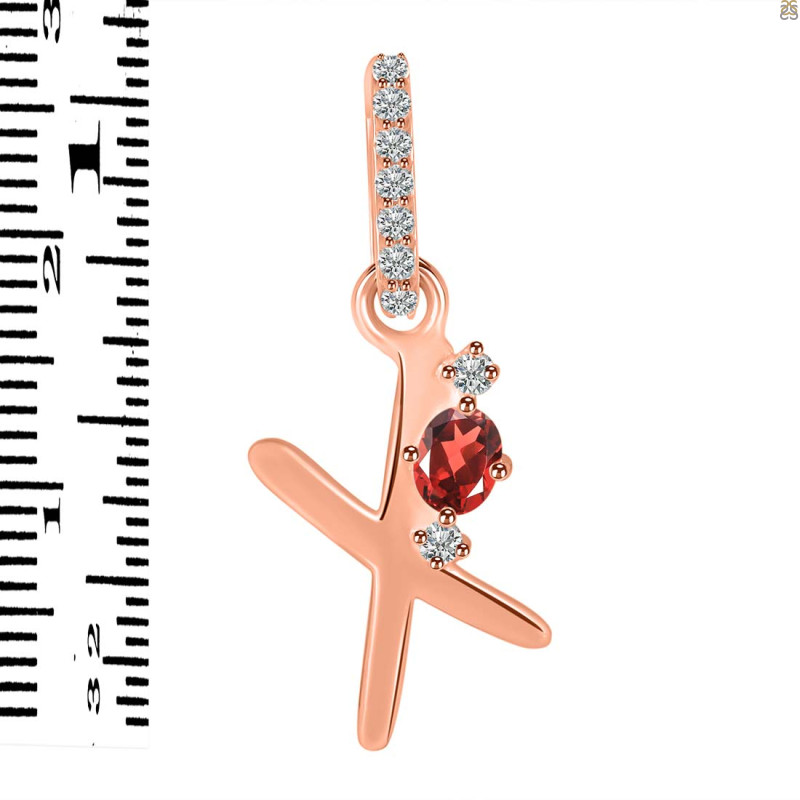 Garnet & White Topaz Alphabet X Pendant GAR-RDA-50.