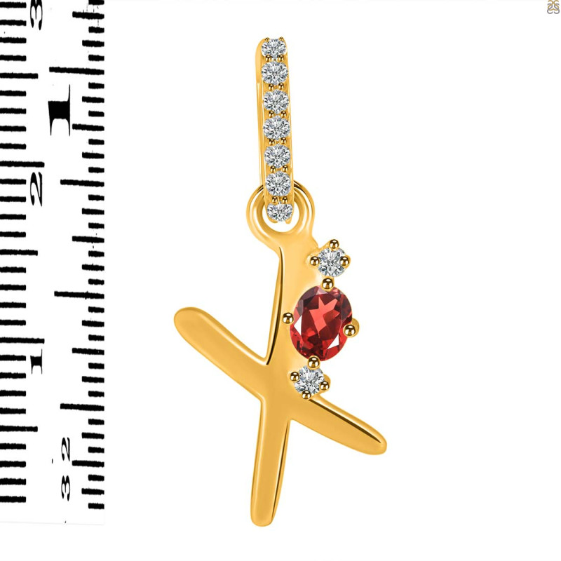 Garnet & White Topaz Alphabet X Pendant GAR-RDA-50.
