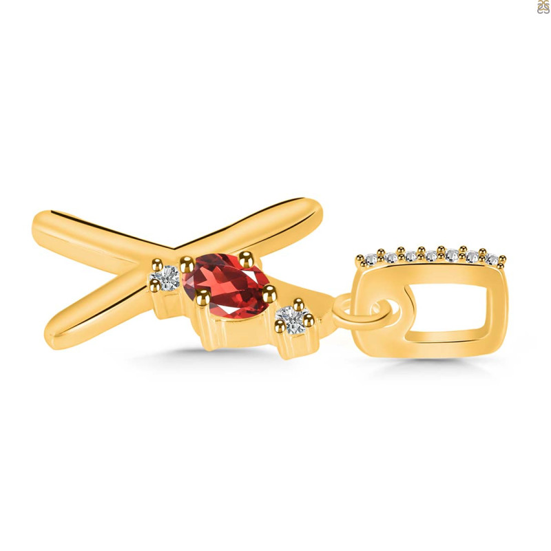 Garnet & White Topaz Alphabet X Pendant GAR-RDA-50.