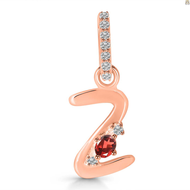 Garnet & White Topaz Alphabet Z Pendant GAR-RDA-52.