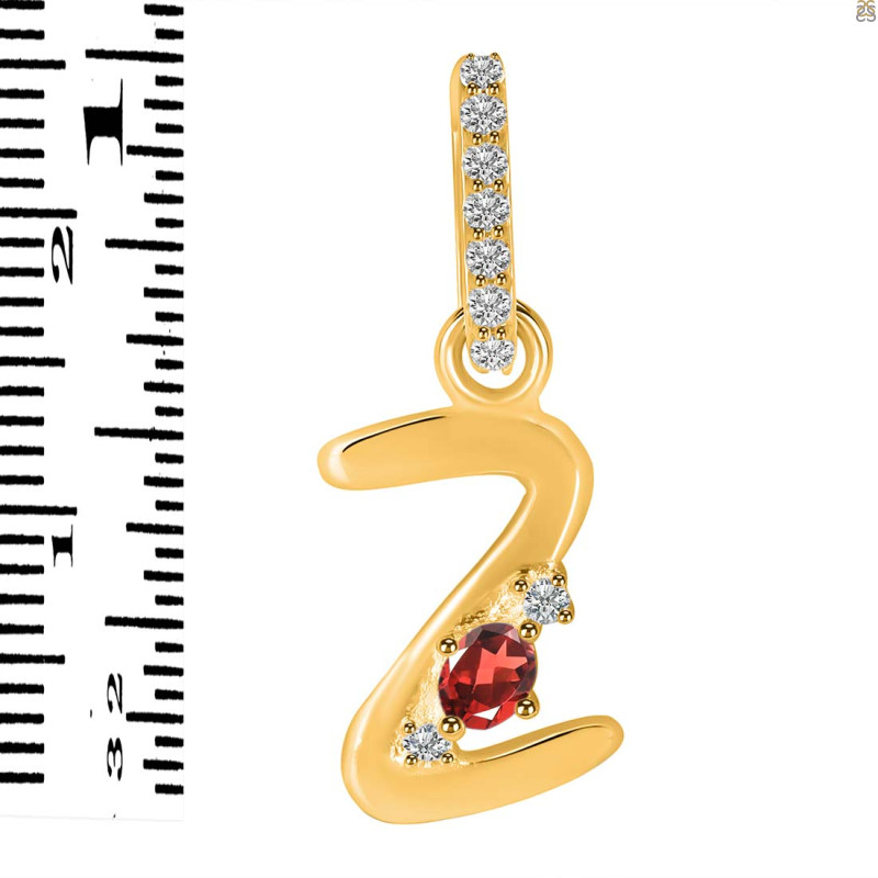 Garnet & White Topaz Alphabet Z Pendant GAR-RDA-52.