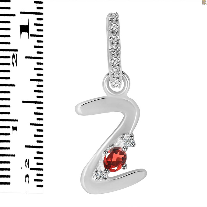 Garnet & White Topaz Alphabet Z Pendant GAR-RDA-52.