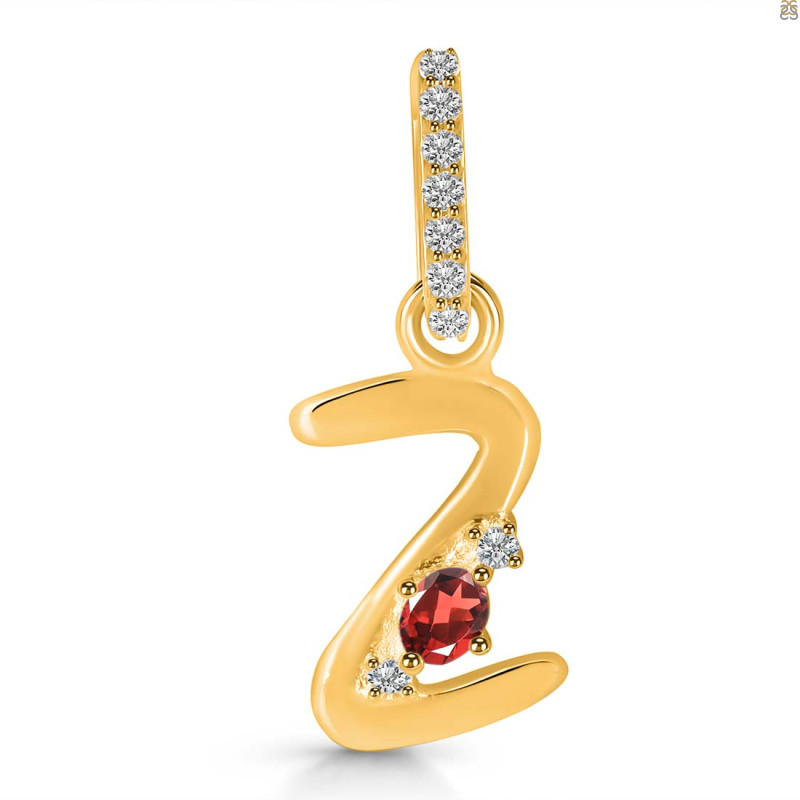 Garnet & White Topaz Alphabet Z Pendant GAR-RDA-52.