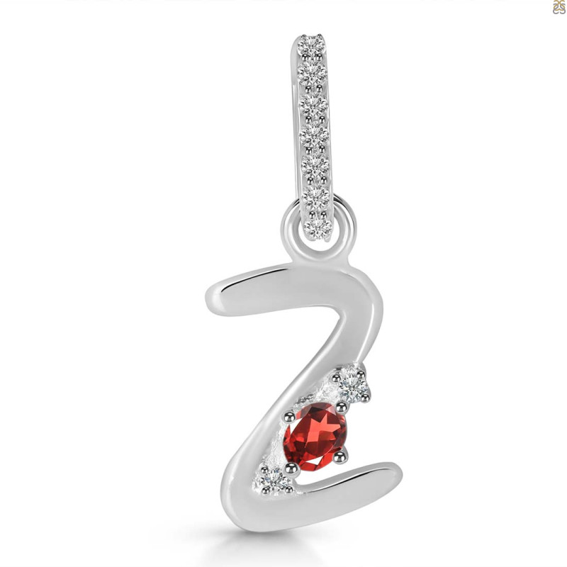 Garnet & White Topaz Alphabet Z Pendant GAR-RDA-52.