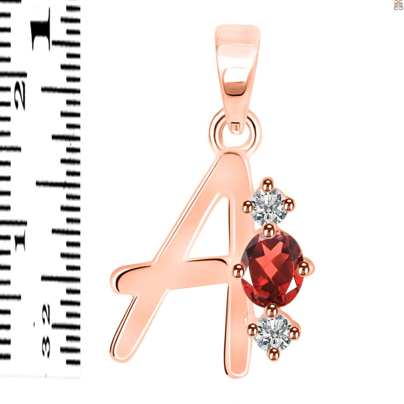 Garnet & White Topaz Alphabet A Pendant GAR-RDA-53.