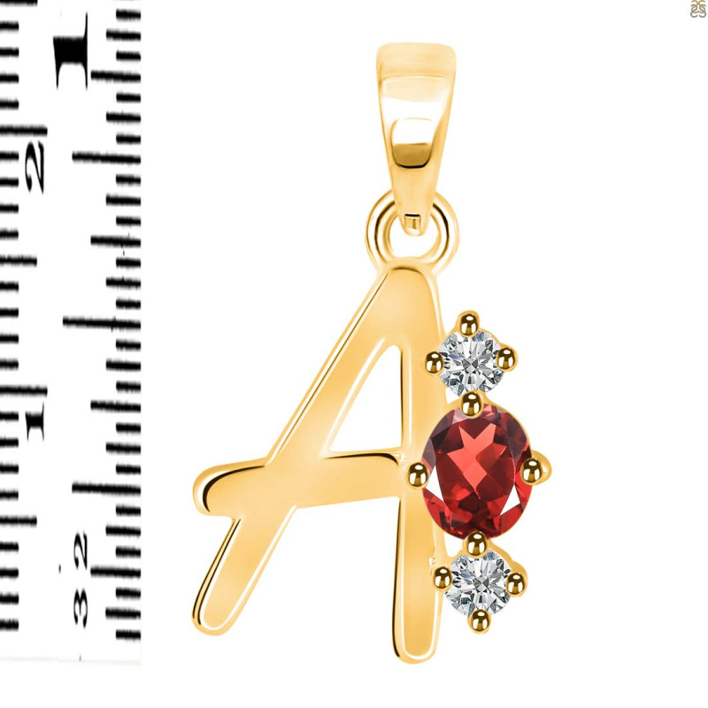 Garnet & White Topaz Alphabet A Pendant GAR-RDA-53.