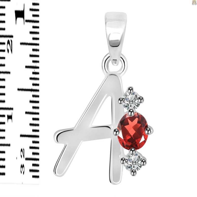 Garnet & White Topaz Alphabet A Pendant GAR-RDA-53.