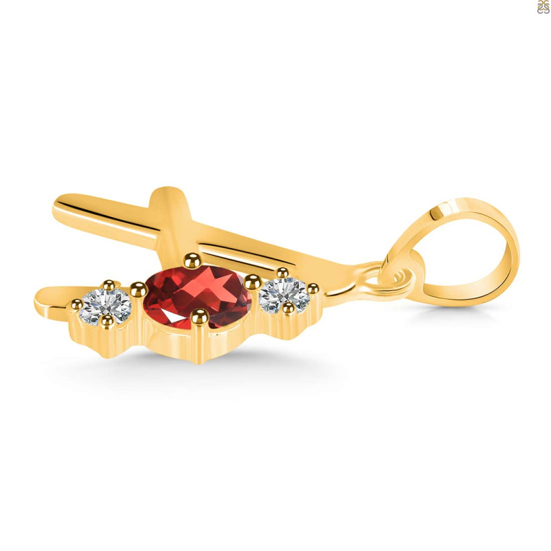 Garnet & White Topaz Alphabet A Pendant GAR-RDA-53.