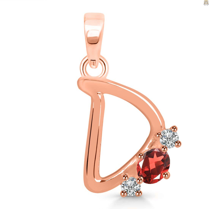 Garnet & White Topaz Alphabet D Pendant GAR-RDA-56.