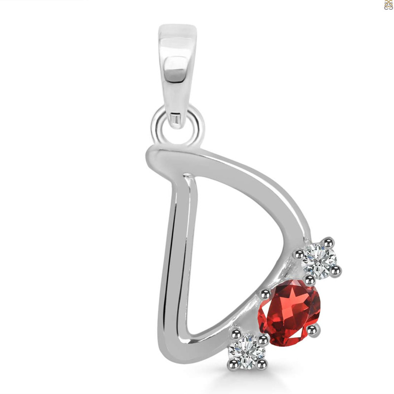 Garnet & White Topaz Alphabet D Pendant GAR-RDA-56.