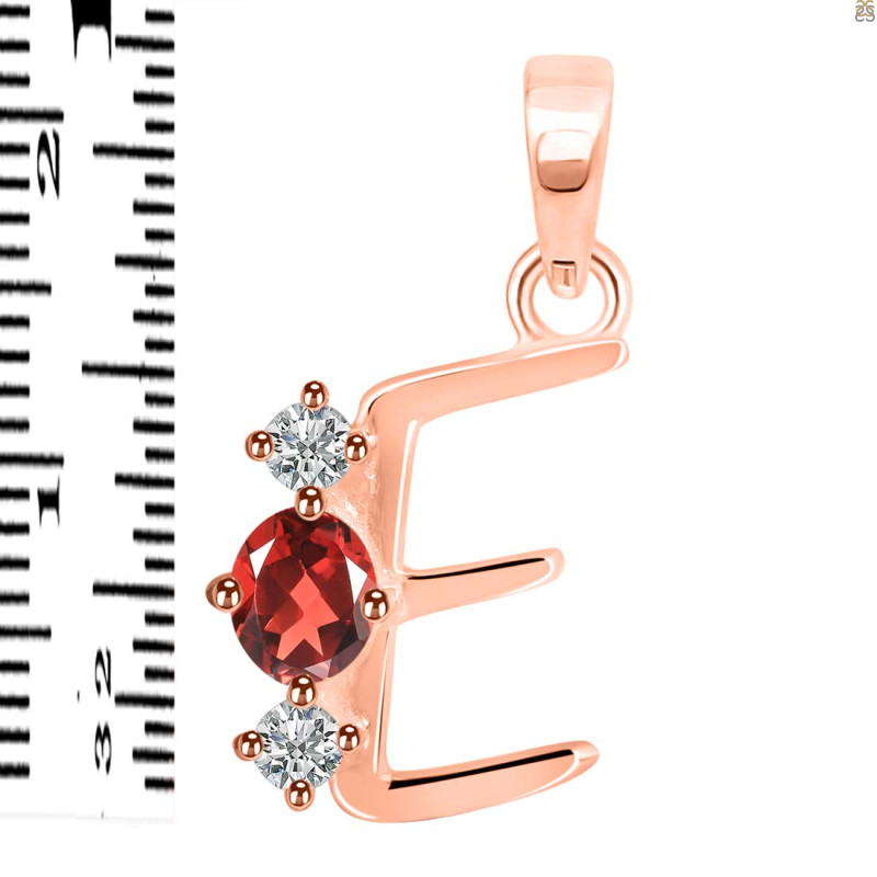 Garnet & White Topaz Alphabet E Pendant GAR-RDA-57.