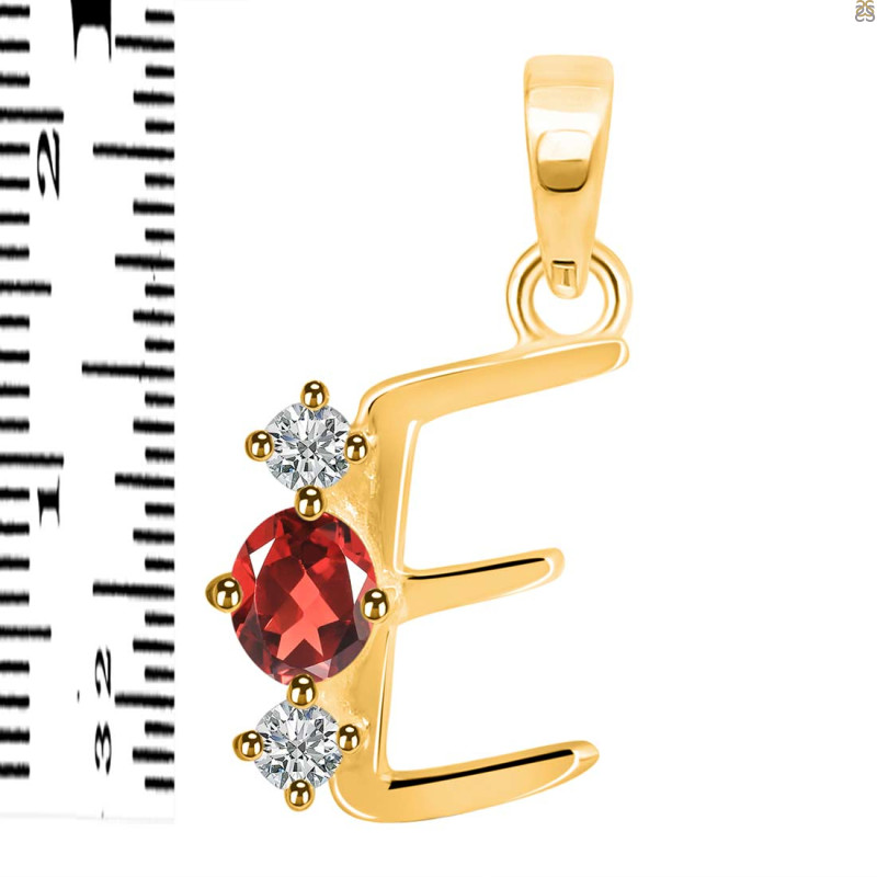 Garnet & White Topaz Alphabet E Pendant GAR-RDA-57.