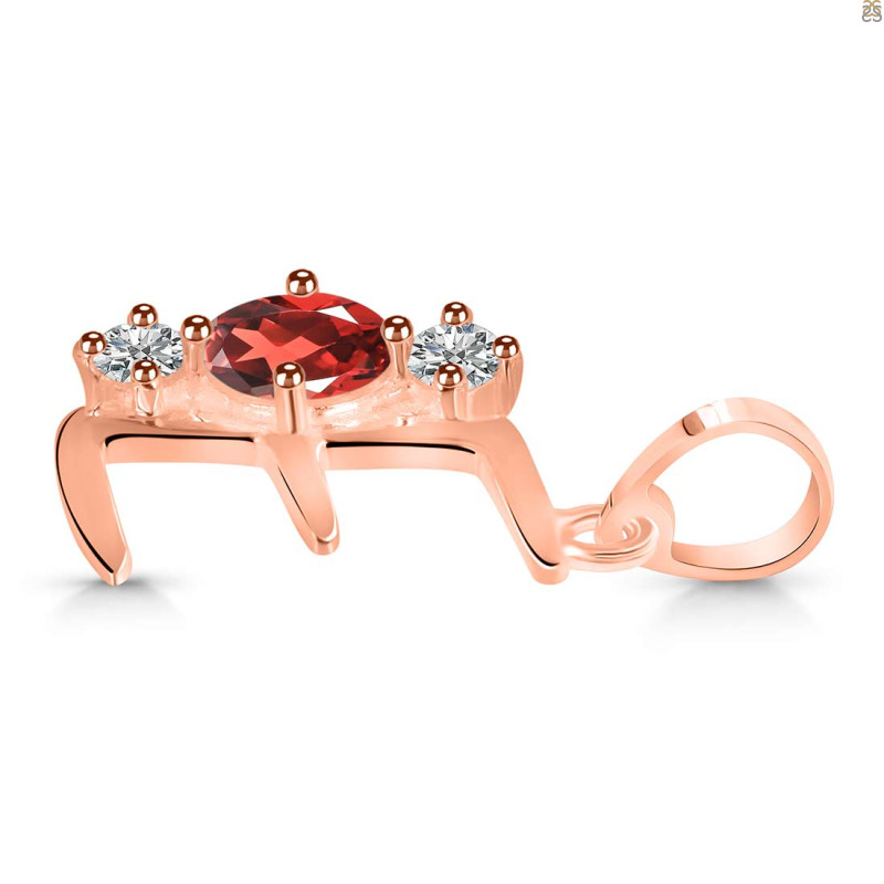 Garnet & White Topaz Alphabet E Pendant GAR-RDA-57.