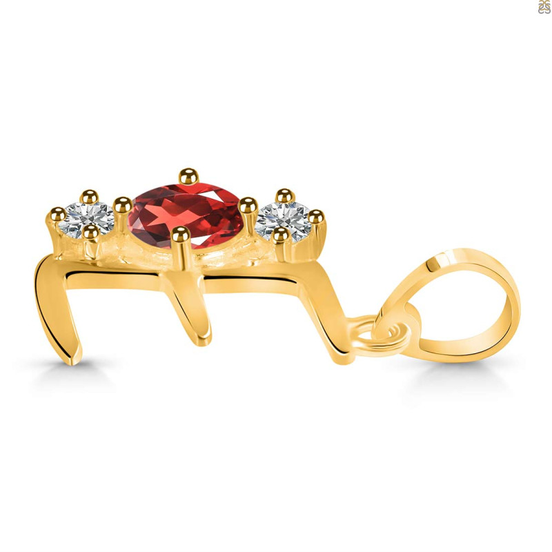 Garnet & White Topaz Alphabet E Pendant GAR-RDA-57.