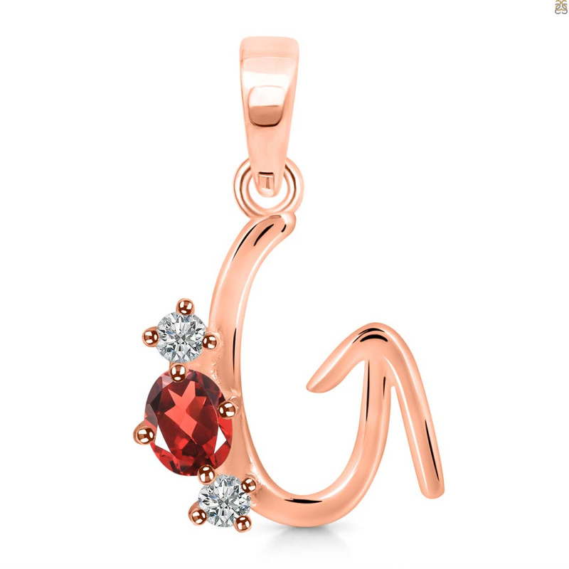 Garnet & White Topaz Alphabet G Pendant GAR-RDA-59.