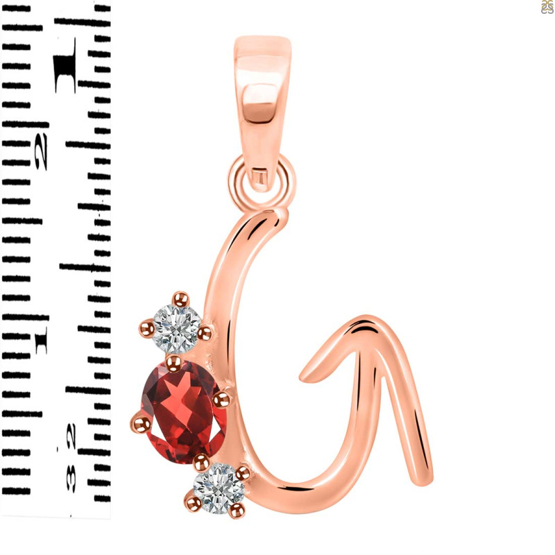 Garnet & White Topaz Alphabet G Pendant GAR-RDA-59.