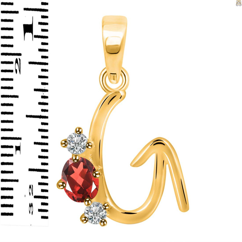 Garnet & White Topaz Alphabet G Pendant GAR-RDA-59.