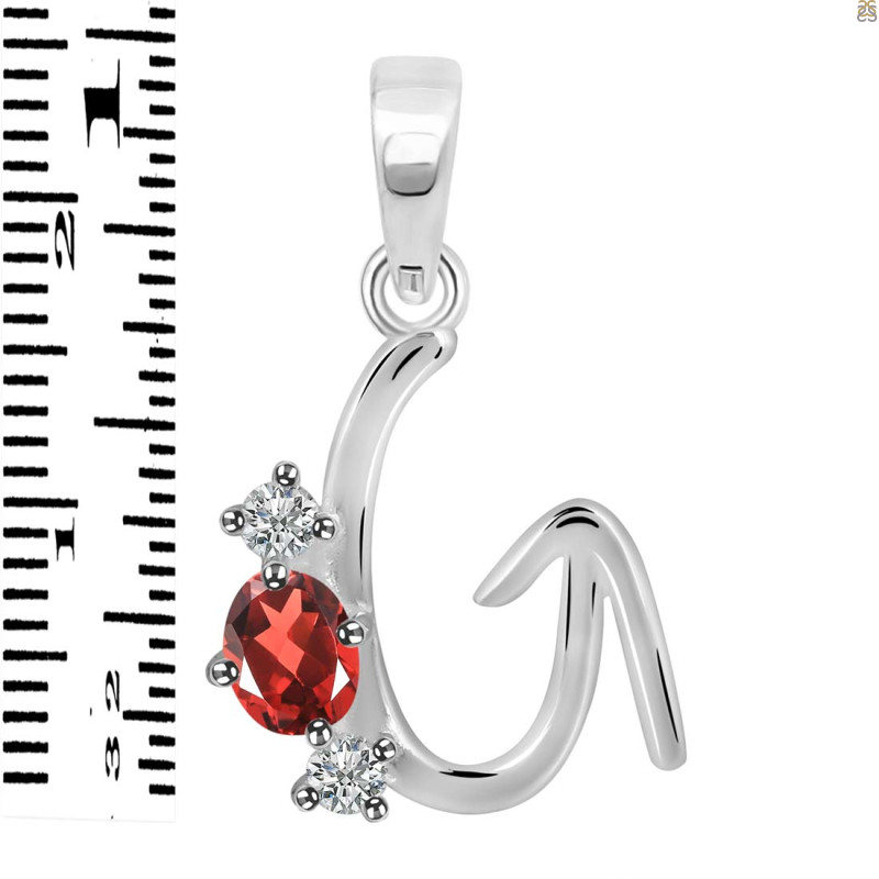 Garnet & White Topaz Alphabet G Pendant GAR-RDA-59.