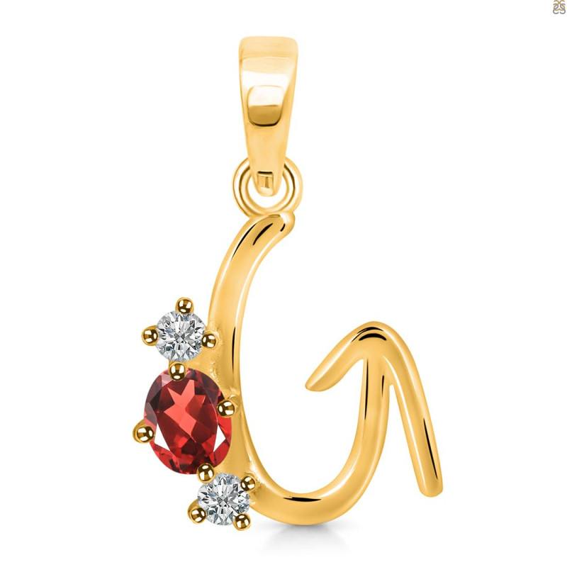 Garnet & White Topaz Alphabet G Pendant GAR-RDA-59.