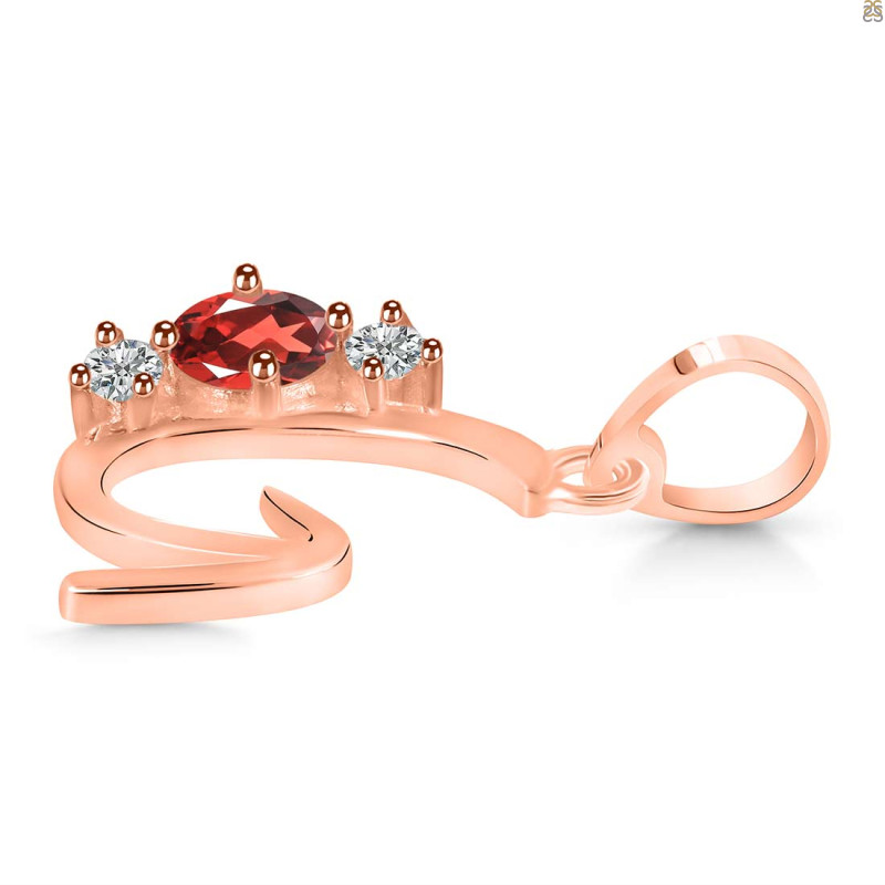 Garnet & White Topaz Alphabet G Pendant GAR-RDA-59.