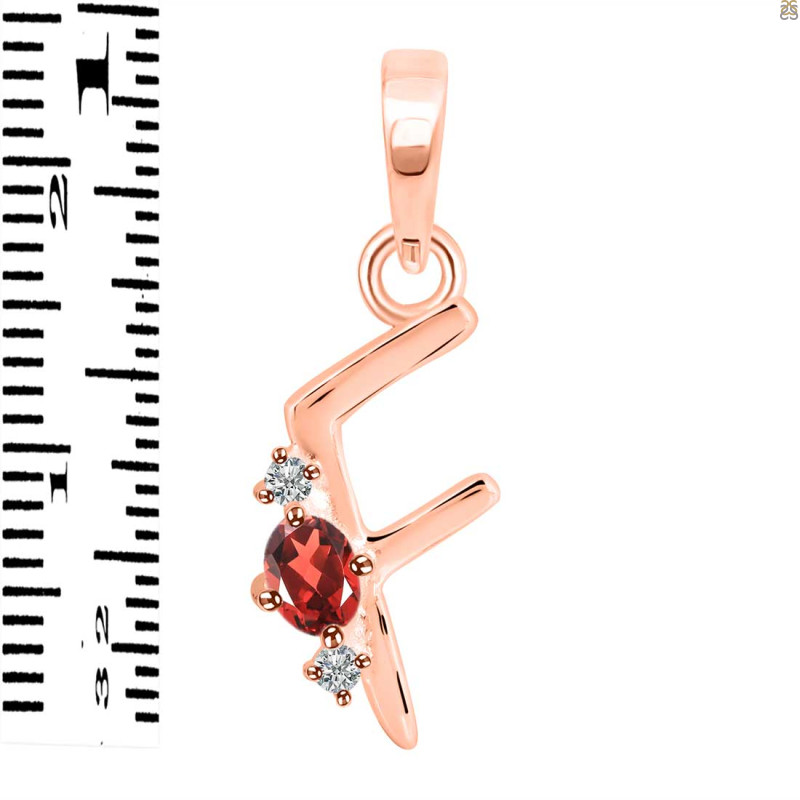 Garnet & White Topaz Alphabet F Pendant GAR-RDA-6.