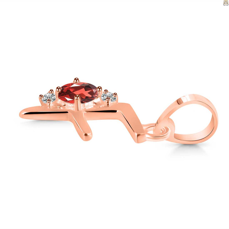 Garnet & White Topaz Alphabet F Pendant GAR-RDA-6.