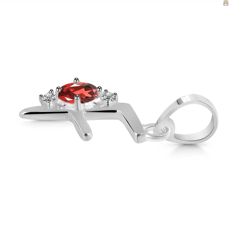 Garnet & White Topaz Alphabet F Pendant