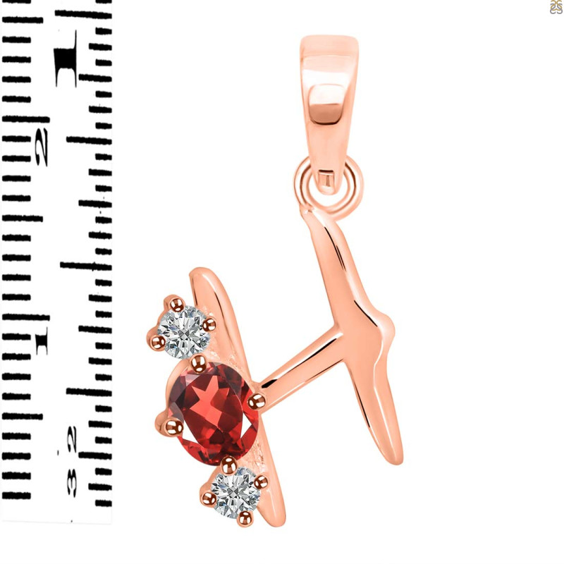 Garnet & White Topaz Alphabet H Pendant GAR-RDA-60.