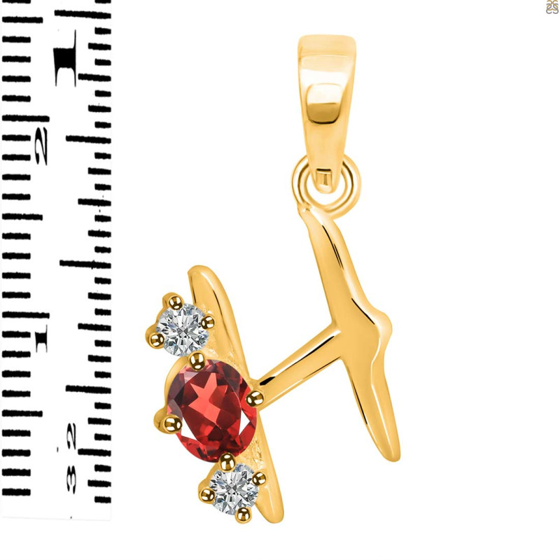 Garnet & White Topaz Alphabet H Pendant GAR-RDA-60.