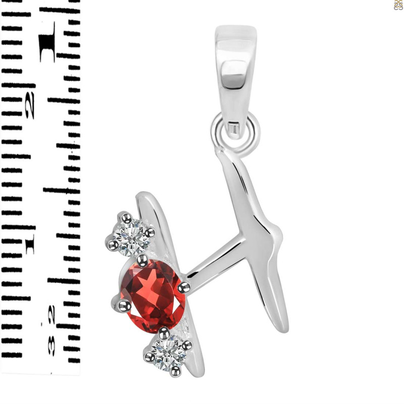 Garnet & White Topaz Alphabet H Pendant GAR-RDA-60.