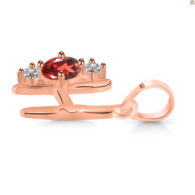 Garnet & White Topaz Alphabet H Pendant GAR-RDA-60.