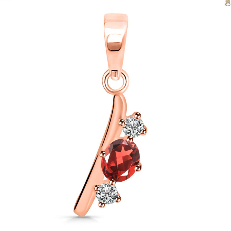 Garnet & White Topaz Alphabet I Pendant GAR-RDA-61.