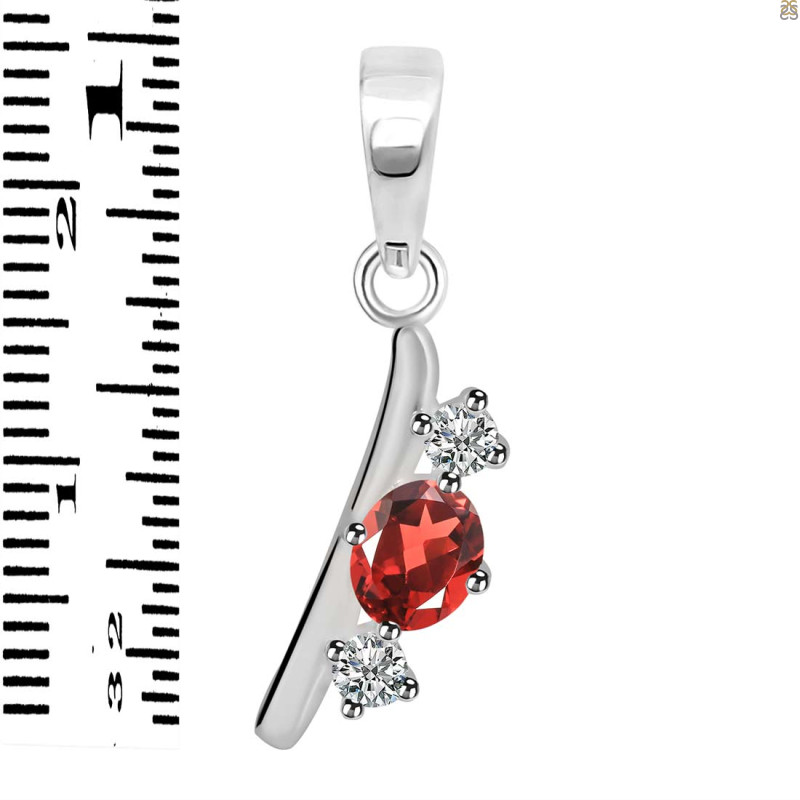 Garnet & White Topaz Alphabet I Pendant GAR-RDA-61.