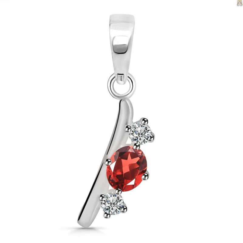 Garnet & White Topaz Alphabet I Pendant GAR-RDA-61.