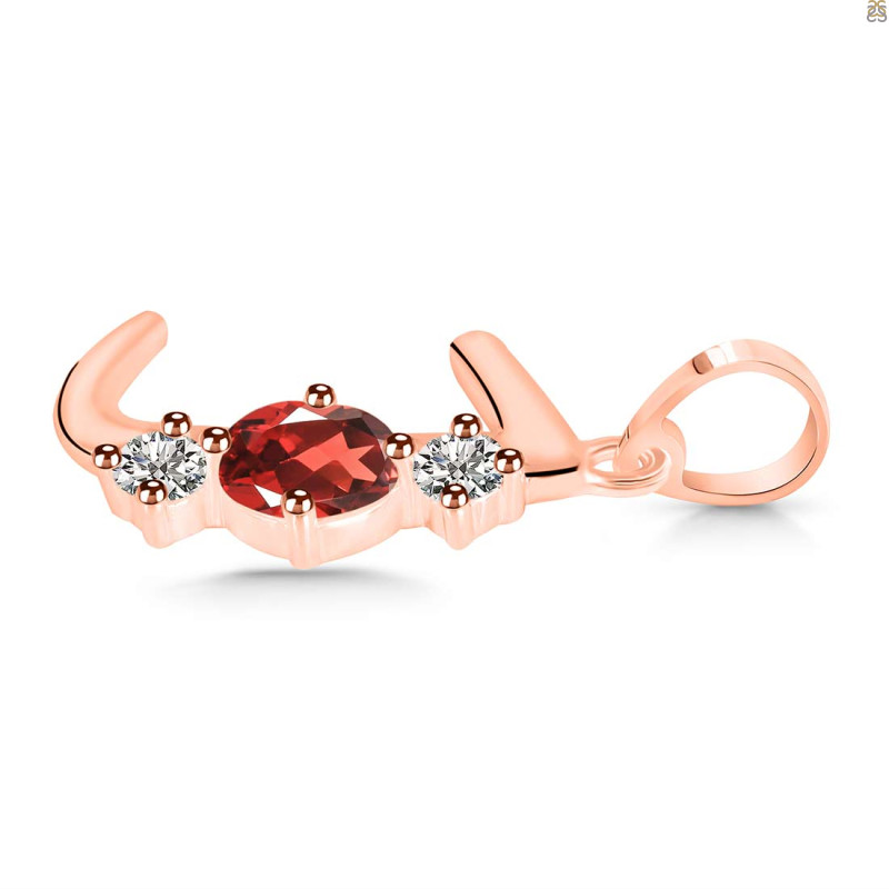 Garnet & White Topaz Alphabet J Pendant GAR-RDA-62.