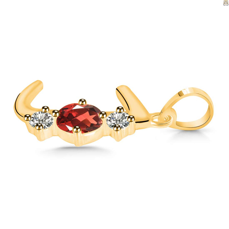 Garnet & White Topaz Alphabet J Pendant GAR-RDA-62.
