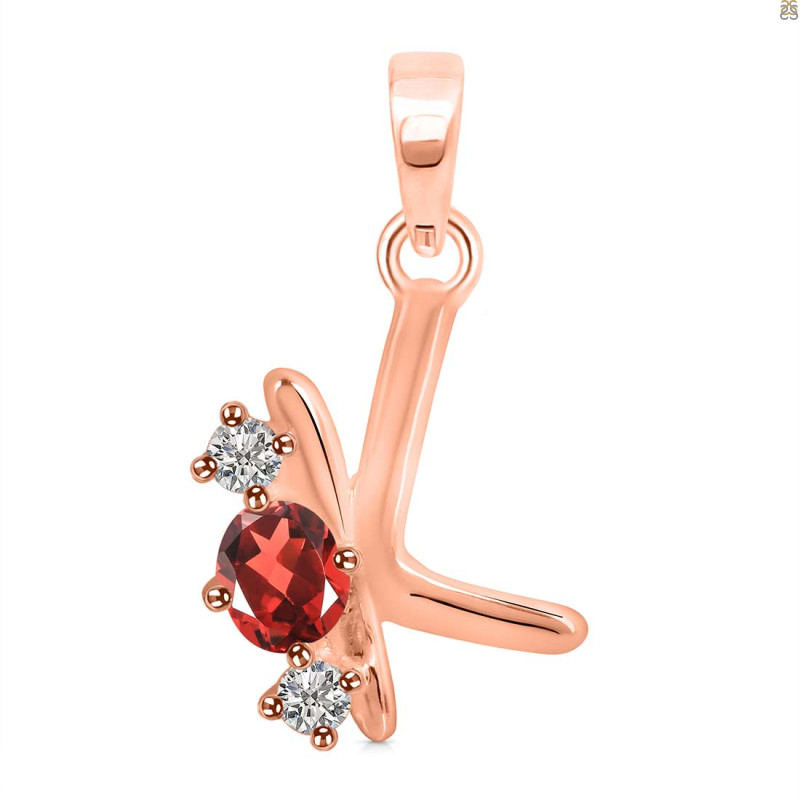 Garnet & White Topaz Alphabet K Pendant GAR-RDA-63.