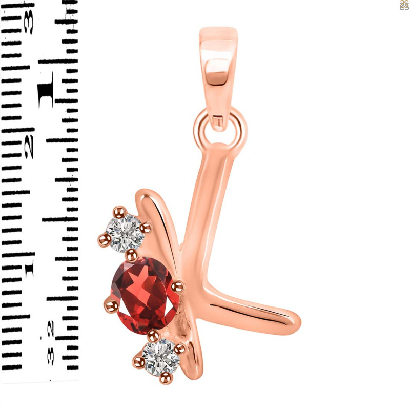 Garnet & White Topaz Alphabet K Pendant GAR-RDA-63.