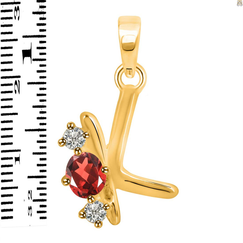Garnet & White Topaz Alphabet K Pendant GAR-RDA-63.