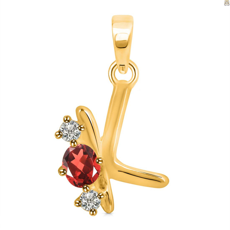Garnet & White Topaz Alphabet K Pendant GAR-RDA-63.
