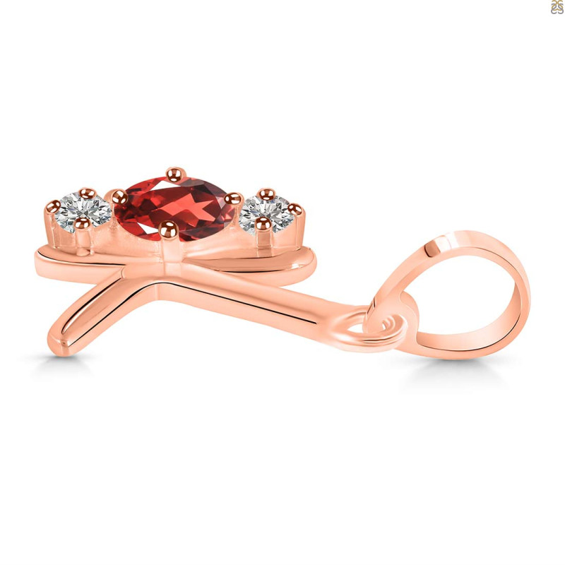 Garnet & White Topaz Alphabet K Pendant GAR-RDA-63.
