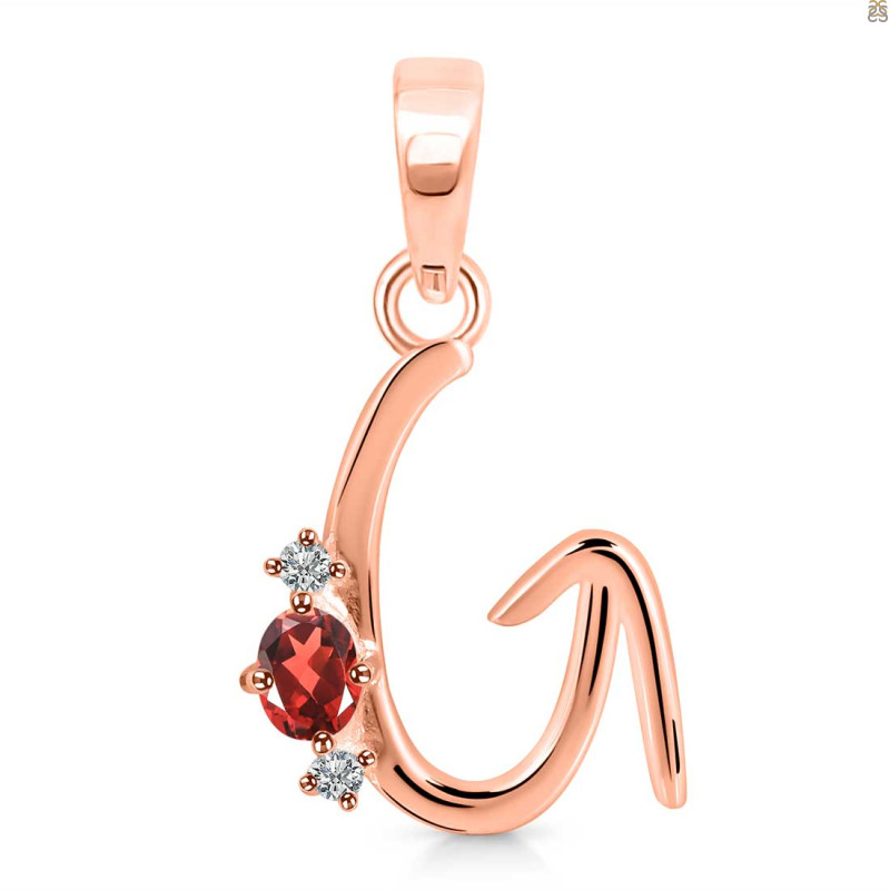 Garnet & White Topaz Alphabet G Pendant GAR-RDA-7.