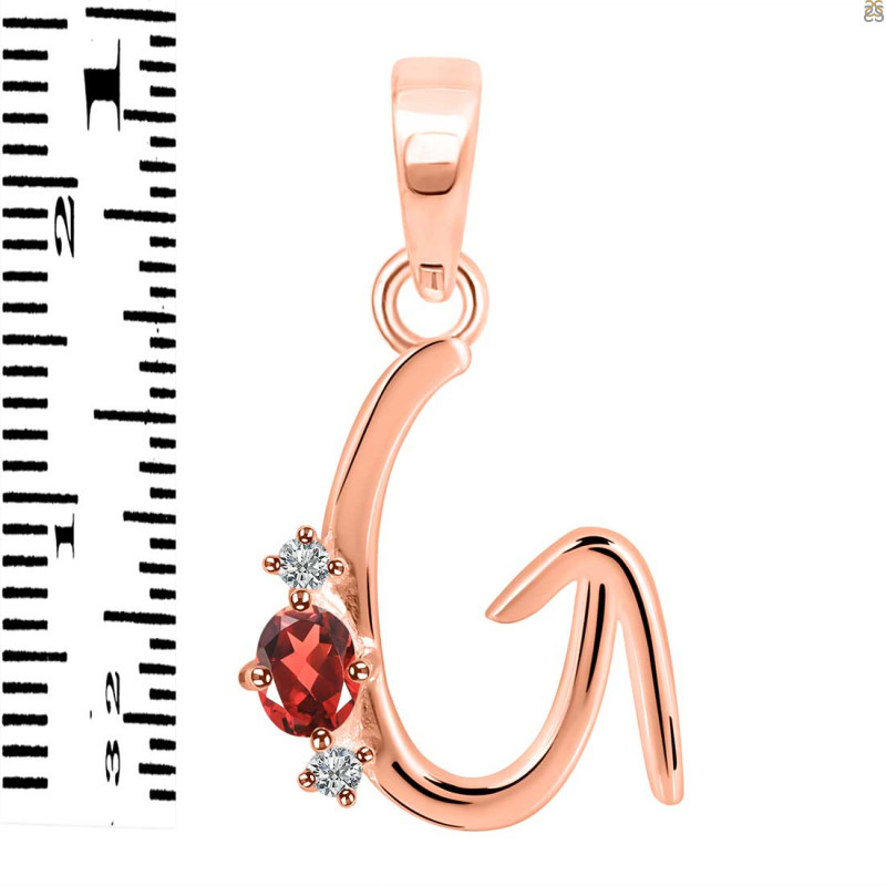 Garnet & White Topaz Alphabet G Pendant GAR-RDA-7.
