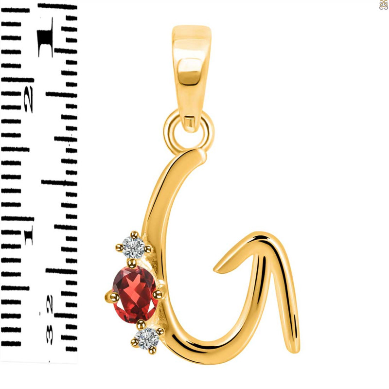Garnet & White Topaz Alphabet G Pendant GAR-RDA-7.