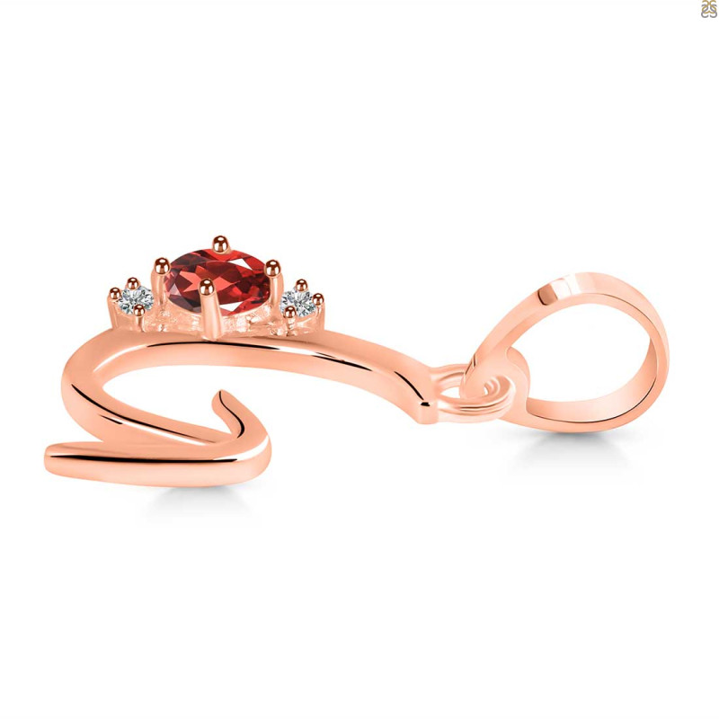 Garnet & White Topaz Alphabet G Pendant GAR-RDA-7.