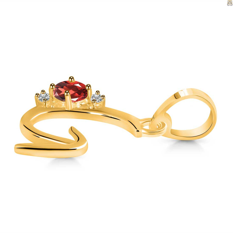 Garnet & White Topaz Alphabet G Pendant GAR-RDA-7.